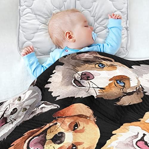 Psi Slatki unisex pahuljasti dječji pokrivač za krevetić za djecu za vrtić s debelim i mekim materijalima nejasan pokrivač za putopis