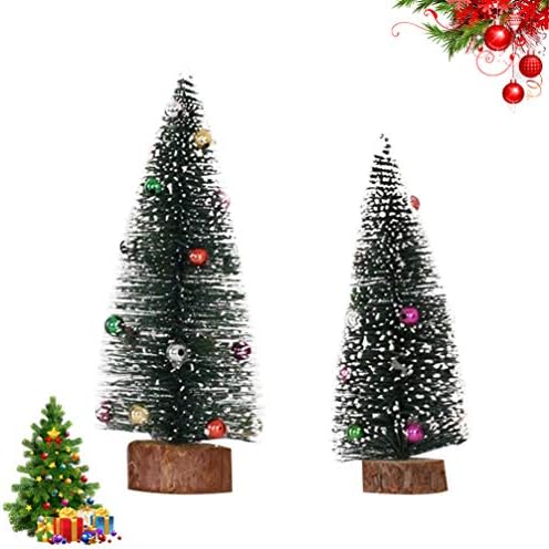 AMOSFUN 2PCS Umjetno mini božićno drvce Sisal stabla s drvenim stablima četkica za bočice za DIY zanate božićni dekor za odmor za odmor