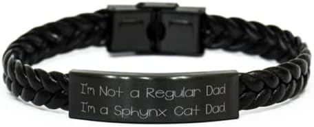 Jedinstvena ideja sphynx mačke pokloni, nisam običan tata. Ja sam mačka s sfingom, smiješna pletenica kožna narukvica za prijatelje,
