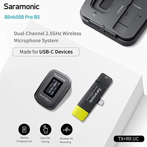 Saramonic USB-C bežični lavalier mikrofonski sustav za vlog, Blink500 Pro B5 mikrofon za Samsung Galaxy Hauwei Google Pixel pametni