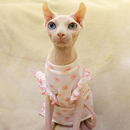 Ochstin odjeća za mačke bez kose, ljetna mreža za sunčanje Princeza cvjetna haljina za sfinge, Cornish Rex, Devon Rex, Peterbald i