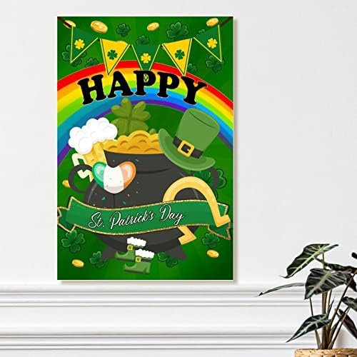 Sretan St. Patrick Gold Horseshoe Sign Wood Decor Leprechaun Hat Pot zlatne pivske djeteline Viseći znak sreća irskog Happy Saint Patricks