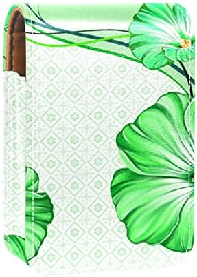 Futrola za ruž za usne s ogledalom slatka prijenosna Kozmetička torbica Kozmetička torbica, Zeleni cvijet Vintage Cvjetni moderni