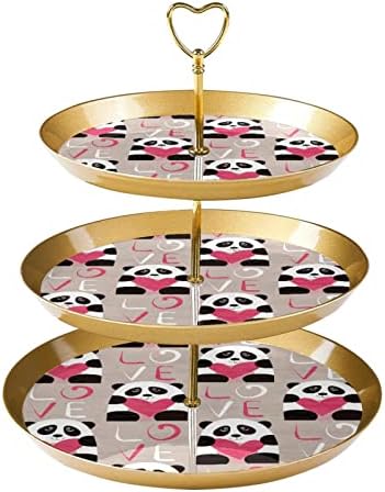 Dragonbtu 3 slojeva za kolače s zlatnom šipkom plastičnom slojevitom desertnom tornju Panda Valentine Day Voćni slatkiš za vjenčani