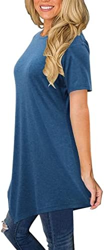 Nokmopo majice s kratkim rukavima za žene modno ležerno okrugli vrat kratki rukavi Čvrsti nepravilni rub majica