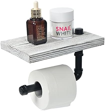 Retro industrijski stil zidne zidne željezne cijevi Komercijalni držač toaletnog papira s drvenom policom za telefonsku kuhinju za