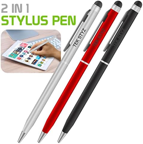 Pro Stylus olovka za LG UN530 s tintom, visokom točnošću, ekstra osjetljivim, kompaktnim oblikom za dodirne zaslone [3 paketno-crno-crveno-srebro]