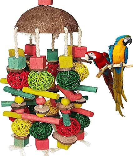 Jembr The Parrot Chew igračke kokosove ljuske lanca boja za podizanje posuđa za ptice igračke