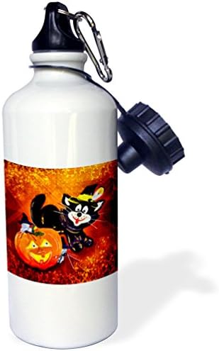 3DROSE Smiješna Halloween mačka i miš Sportska boca vode, 21 oz, bijela
