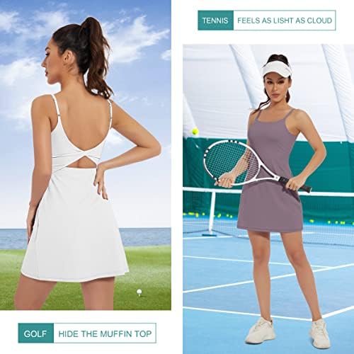 Teniske haljine za žene, haljina za vježbanje u tenisu s ugrađenim u kratkim hlačama i grudnjaka za atletsku tenisku haljinu
