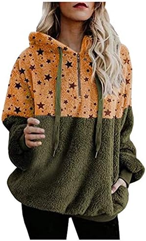 Frakarn jesenski džemper, žene plus majice s kapuljačom zvijezda zima topli džepovi s patentnim zatvaračem premazi
