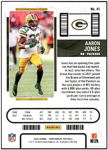 Aaron Jones 2022 Panini Condenders Seasosen Ticket 41 NM+ -MT+ NFL FOTPAON PACKERS