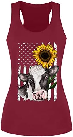 Bluze za vrat broda Ženske rukavice američke zvijezde suncokret cvjetni casumi cami tenk vrhovi bustier majice dame z8