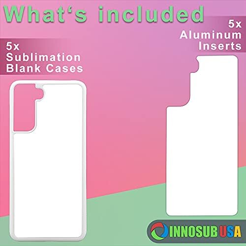 Innosub [5 pakiranje] Slučajevi za sublimaciju kompatibilni s Galaxy S22 Plus - gumene bijele prazne kutije za bojenje i aluminijski