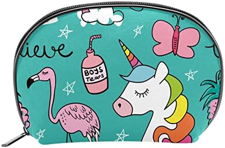 Mala torba za šminkanje, kozmetički organizator za zatvaraonice za žene i djevojke, jednorog crtani film krafni Flamingo Rainbow Rainbow