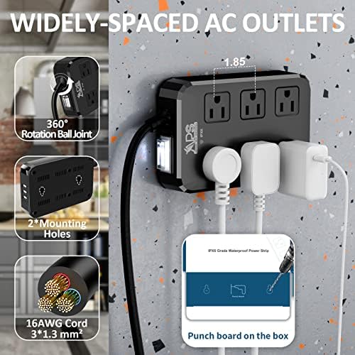 Vodootporna struja za napajanje 6 prodajnih mjesta s 2-paketom USB C ženkom na usb A muški adapter za dom, ured