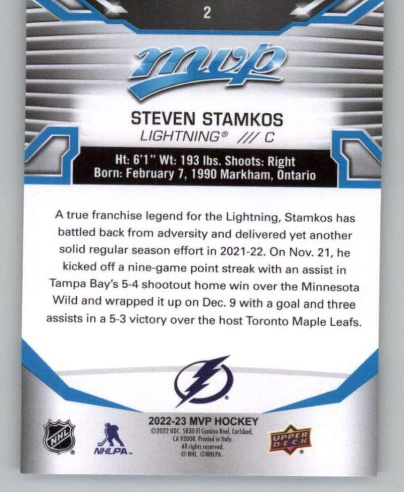 2022-23 Gornja paluba MVP 2 Steven Stamkos Tampa Bay Lightning NHL Trgovačka karta hokeja