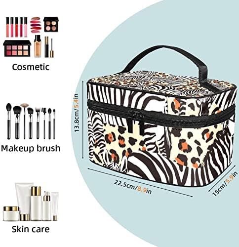 ECMRAD prijenosna makeup torba zebra leopard tekstura tisak veliki kapacitet s patentnim zatvaračem prikladnim za lijepe djevojke dame