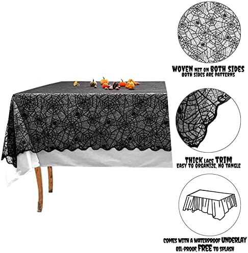 NNTA 2 Pack Halloween Tablecloth Plastična pravokutna crna pauka Web za stol za jednokratnu upotrebu Vodootporna tkanina od vodootpornog