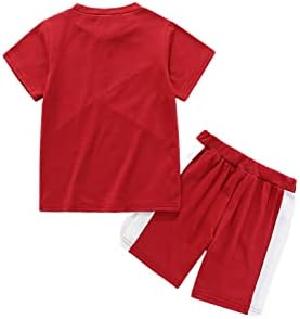 Bomdeals Toddler Boys Blok Outfits - Ljetna crvena crna gimnastika TEE TRACK STRACKI ZA POGLEDI IGRAJI TIME 2PC ODJELJAK