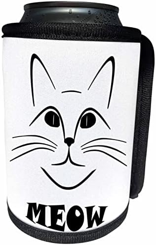 3Drose Slatka mačka lice crne linije Art Meow Citat - Can Cooler Bottle Wrap