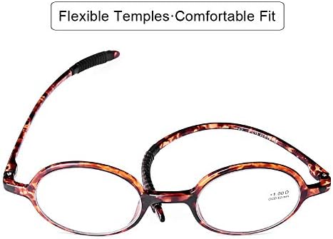Doovic naočale za okruglu čitanje fleksibilne lagane čitatelje naočale modni dizajn kornjača za muškarce i žene +2.25 Snaga