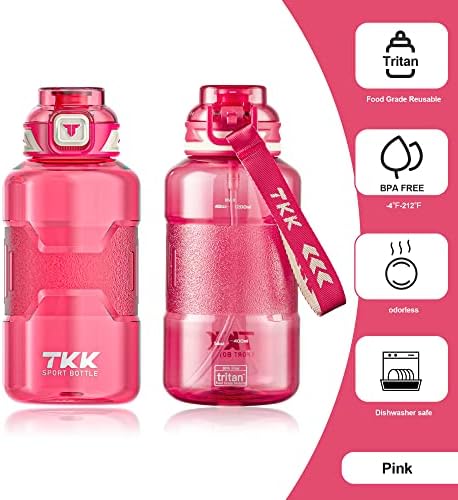 TKK 50oz Sportska boca s vodom Pola galona Vodeni vrč s bocama s slamom veliki kapacitet plastične boce za vodu za pranje posuđa za