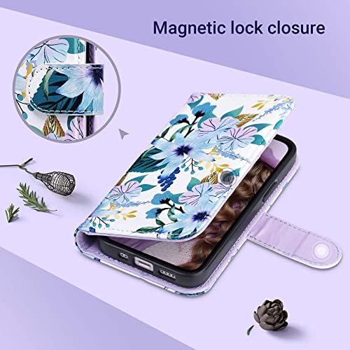 ULAK je Kompatibilan sa iPhone 13 Mini Torbica-novčanik za žene sa vlasnicima kreditnih kartica, dizajnerske sklopivi stalak od umjetne