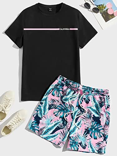 Dvodijelna odjeća za muškarce Letch Grafičke majice i tropske ispisne kratke hlače
