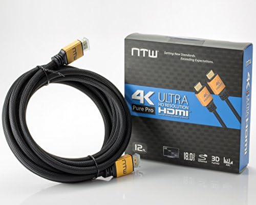 NTW Pure Pro 4K HDMI kabel 12ft velike brzine 18Gbps HDMI 2.0 kabel, 4K HDR, Ultra HD kabel 3D, 2160p, 1080p, Ethernet, Return Audio,