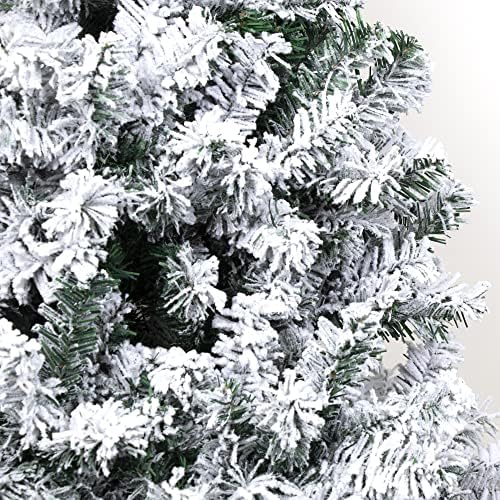 6ft Umjetni božićni borovi odmor za odmor s metalnim postoljem jednostavan sklop za vanjski i zatvoreni dekor snijeg