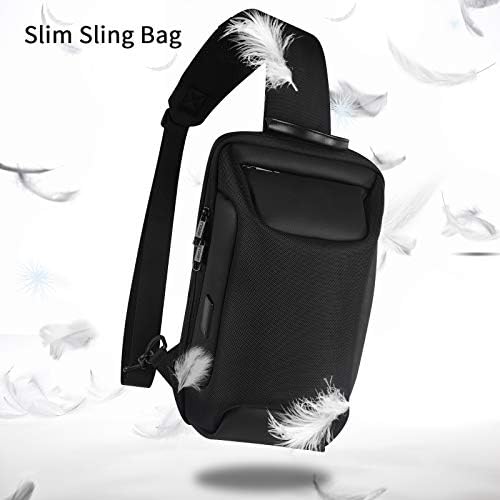 Ytonet Sling Bag za muškarce, ležerni ruksak Daypack Vodootporna torba za prstanje na ramenu s Crossbody Crossbody s USB punjenjem