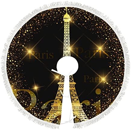 Xollar 48 inčni veliki božićno drvce suknje prostirka paris zlatni toranj Eiffel, ukrasi božićnih drveća za zimske zabave Nova godina