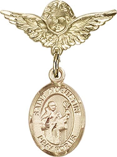 Značka za djecu od 14k zlata sa svecem Augustinov amulet i značka za pribadače anđeo s krilima | značka za djecu od 14k zlata sa svecem.