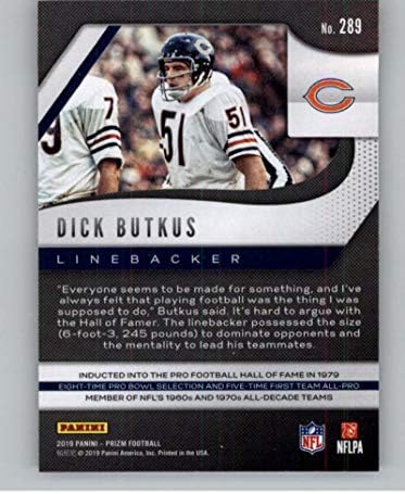 2019 Panini Prizm 289 Dick Butkus Chicago Bears NFL nogometna trgovačka karta