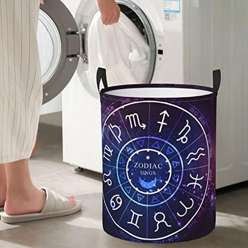 Astrološki kotač, kružna košara za rublje sa horoskopskim znakovima, Prijenosna torba za prljavu odjeću za dječake i djevojčice, vodootporna
