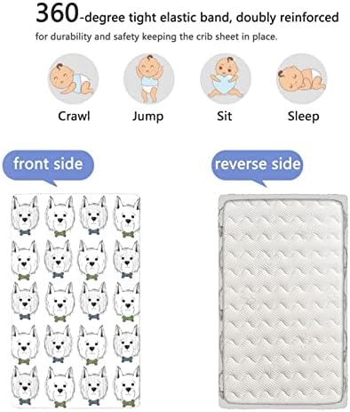 Scottie Dog Tematski obloženi krevetić, Standard Crib madrac opremljeni list mekanog madraca za malu madracu, plahte za krevetiće za
