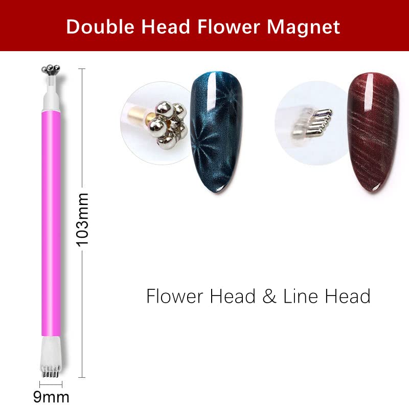 6 komada set alata za magnet za nokte, jednostruka glava, dvostruka glava cvjetna dizajn magnet za nokte magnet magnet za olovku 3D