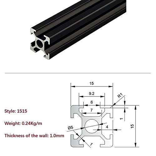 4 pakiranja aluminijskog ekstruzijskog profila 1515 duljina 80,71 inča / 2050 mm crna, 15 mm 15 mm 15 serija europski standardni T-utor