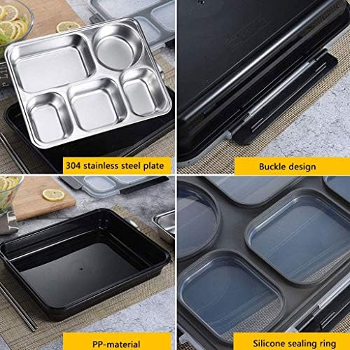 5 odjeljka od nehrđajućeg čelika kutija za ručak za ručak bez propuhava kutija za bento jelovanu hranu za odrasle i djecu QQXSD