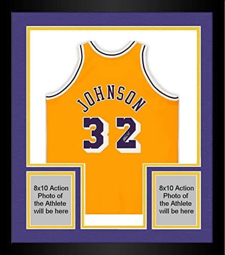 Framed Magic Johnson Los Angeles Lakers Autografirani zlatni Mitchell i Ness Autentični dres - Autografirani NBA dresovi
