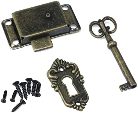 Mewutal 1 Set Vintage ormarić kutija nakita ukrasna kutija s ključem, rustikalni ormarićni drvena brava