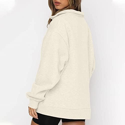 Ženske predimenzionirane dukseve trendi jesen 2022 pulover vrhovi kvartal zip dugi rukavi Čvrsti grafički košulje slatka jesenska odjeća