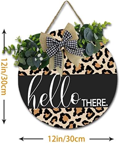 Pozdrav tamo plak visećih natpisa, minimalistički leopard dobrodošli drveni vješalica za vješalice u prednjim vratima vintage vijenci