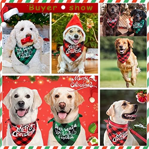 Božićni pse bandane 2 pakiranje klasični kabel mačji šal bib crvena zelena, reverzibilni pamučni šalovi veliki psi Sretan božićni bandana