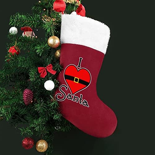 Volim Djed Božićnjak božićni božićni viseći čarapa Slatka Djeda čarapa za ukrase za ukrase božićnih drveća darovi
