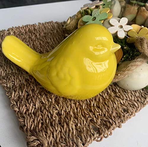 Yangmei Nova žuta keramička kipa za ptice Figurica za kućni unutarnji ukras na otvorenom za životinje ptice model modela uređenja doma