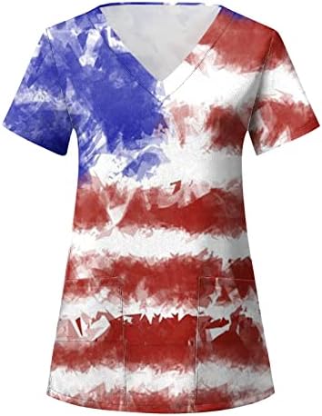 Viyabling američka zastava 4. srpnja vrhovi s puhanim rukavima s naborima za žene Summer v Neck casual majice labave bluze Dressy S-3xl