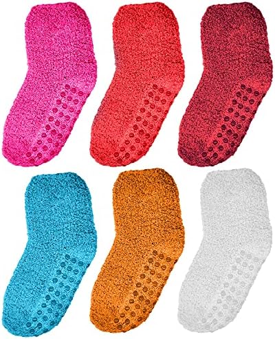 Debra Weitzner 6 parova tople nejasne čarape za djecu s hvataljkama - Ne -klizave čarape za malu djecu