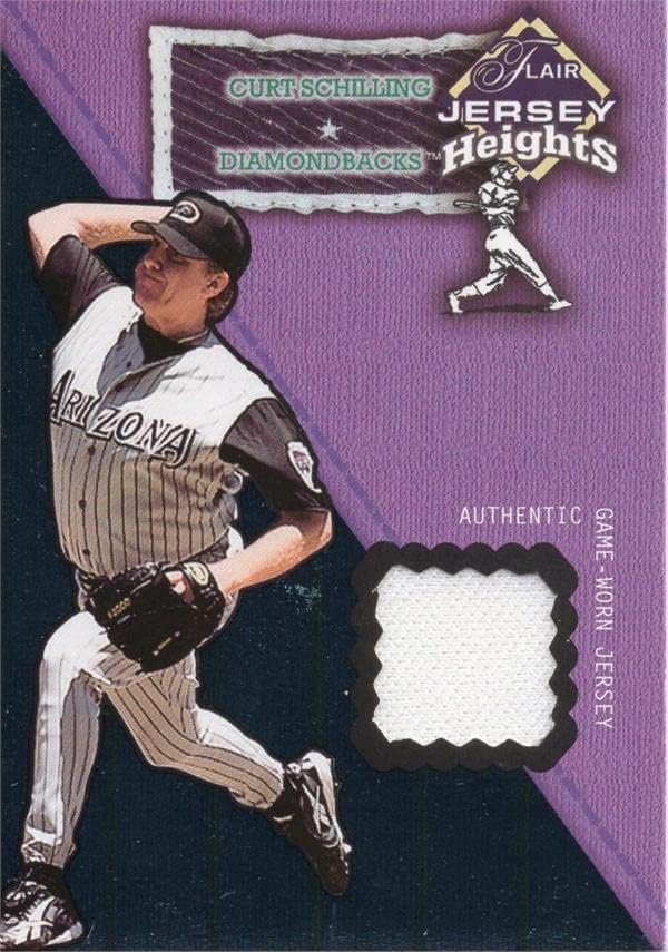 Curt Schilling igrač istrošen Jersey Patch Baseball Card 2002 Fleer Flair cs - MLB igra korištena dresova